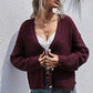 Women's Button-Down Drop Shoulder Rib-Knit Cardigan