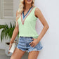 Contrast Eyelet V-Neck Tank