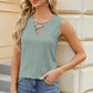 Eyelet Crisscross V-Neck Tank