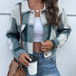 Plaid Button Up Drop Shoulder Cropped Jacket