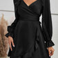 Black Flounce Sleeve Ruffled Mini Dress