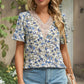 Floral V-Neck Short Sleeve T-Shirt