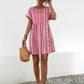 Striped Polka Dot Frill Short Sleeve Mini Dress