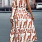Printed One-Shoulder Tie Waist Dress