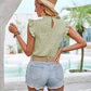 Abigail Eyelet Ruffle Trim Cap Sleeve Tank