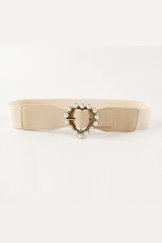 TranquilNights Pearl Heart Buckle Elastic Belt