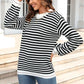 Striped Round Neck Dropped Shoulder Sweater