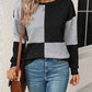 Textured Color Block Round Neck Sweatshirt