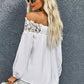 KENZIEMEA Lace Trim Textured Off-Shoulder Blouse