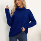 Slit Turtleneck Dropped Shoulder Sweater
