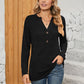 Full Size Notched Neck Long Sleeve T-Shirt