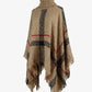Plaid Turtleneck Raw Hem Poncho