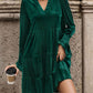 Notched Long Sleeve Tiered Dress