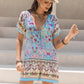 Tied Printed Short Sleeve Romper