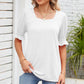 Smocked Square Neck Short Sleeve T-Shirt