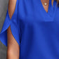 Notched Cold Shoulder Blouse