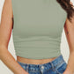 Mock Neck Ruched Cropped Tank