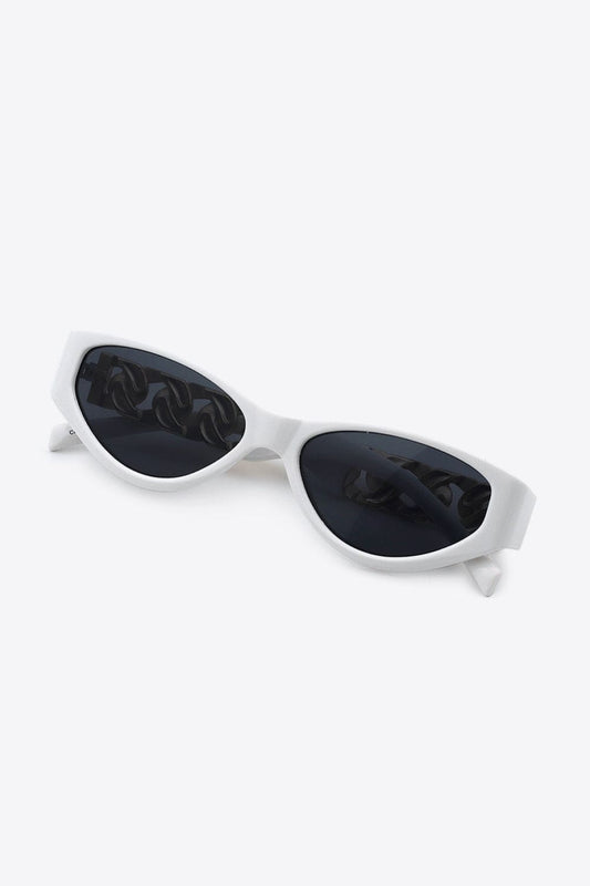 LA RETROVIN Chain Detail Temple Cat Eye Sunglasses