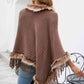 Country Rustic One Size Faux Fur Trim Fringed Poncho