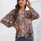 Lace Detail Printed V-Neck Blouse