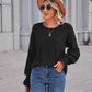 Full Size Round Neck Flounce Sleeve Blouse