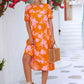 Floral Puff Sleeve Ruffle Hem Midi Dress