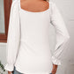 Malibu Dreams Beauteous Full Size Tie Front V-Neck Puff Sleeve Blouse