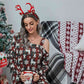 Christmas Asymmetrical Neck Long Sleeve Mini Dress