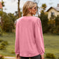 Full Size Puff Sleeve Ruffle Trim Blouse