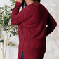 Basic Bae Full Size Ribbed Round Neck Long Sleeve Slit Top