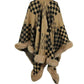 Savannah Jay One Size Checkered Faux Fur Trim Poncho