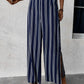 Women's Striped Slit Wide Leg Pants