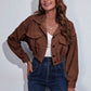 Collared Neck Dropped Shoulder Buttoned Jacket