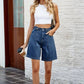 High Waist Denim Shorts with Pockets