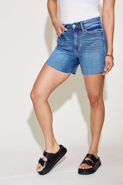 Judy Blue Full Size High Waist Slim Denim Shorts *