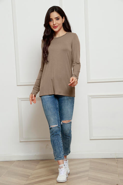 Basic Bae Full Size Round Neck Long Sleeve Top *