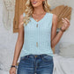Eyelet Decorative Button V-Neck Tank