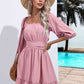 Square Neck Tie Back Ruffle Hem Dress