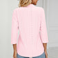 Full Size Eyelet Three-Quarter Sleeve Blouse