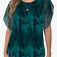 Printed Round Neck Curved Hem Blouse