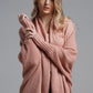 One Size Dolman Sleeve Open Front Ribbed Trim Longline Cardigan