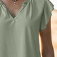 Ruffled Notched Cap Sleeve Tank