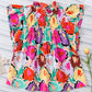 SO CHIC Multicolored Flutter Sleeve Mock Neck Blouse