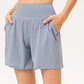Pocketed Elastic Waist Active Shorts