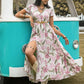 Floral V-Neck Slit Dress