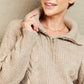 Woven Right Half Zip Mixed Knit Collared Sweater