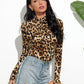 Leopard Mock Neck Long Sleeve T-Shirt