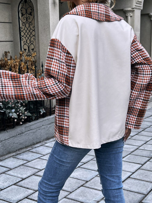 Outer Adventure Plaid Collared Neck Drop Shoulder Jacket