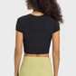 Women's Round Neck Short Sleeve Cropped Sports T-Shirt
