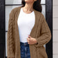 SocialBee Open Front Cable-Knit Cardigan